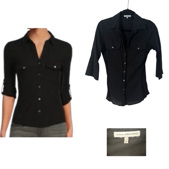 James Perse Tops - James Perse Contrast Panel Button Down Shirt